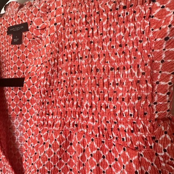 L Ann Taylor Factory Orange Blouse - Picture 3 of 4